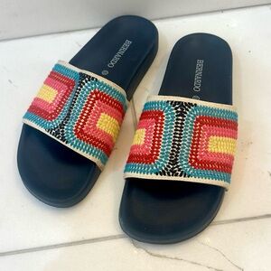 Bernardo Embroidered Slides- Fun Summer Style